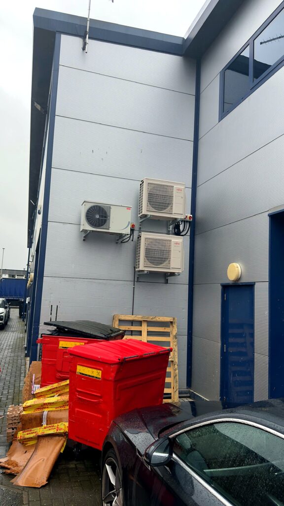 Air conditioning outdoor units on a building wall