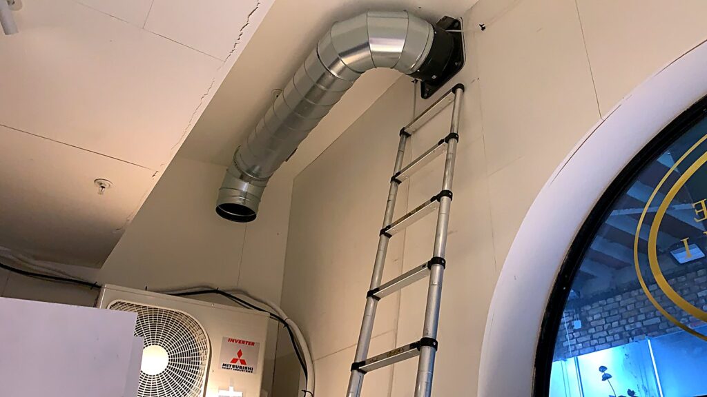 Mitsubishi outdoor unit and ductwork for air conditioning