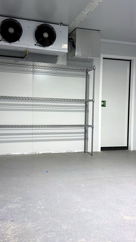 Finished cold room interior with shelving