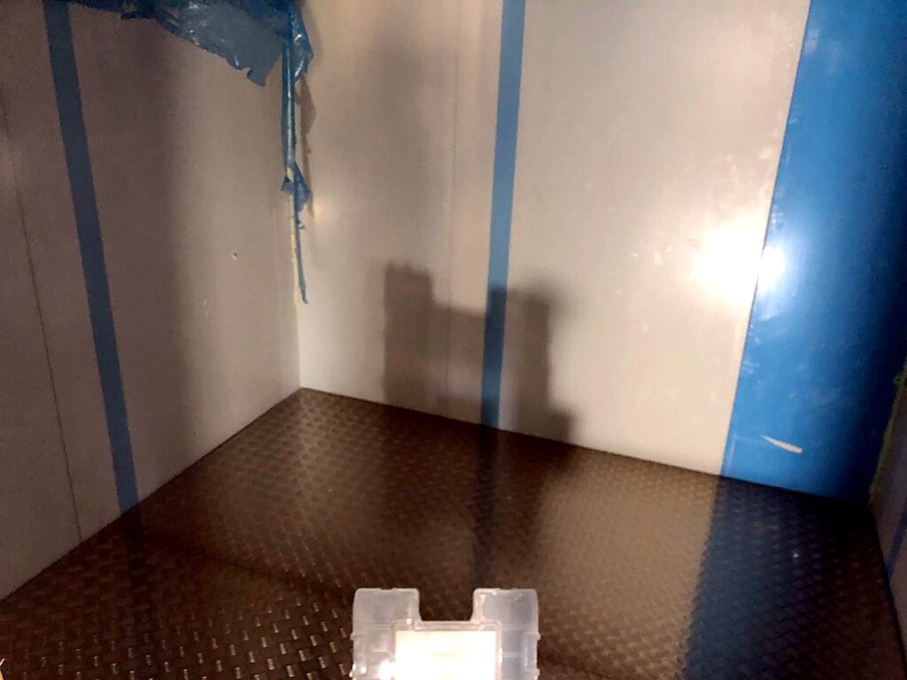 Cold room interior with anti-slip floor during installation