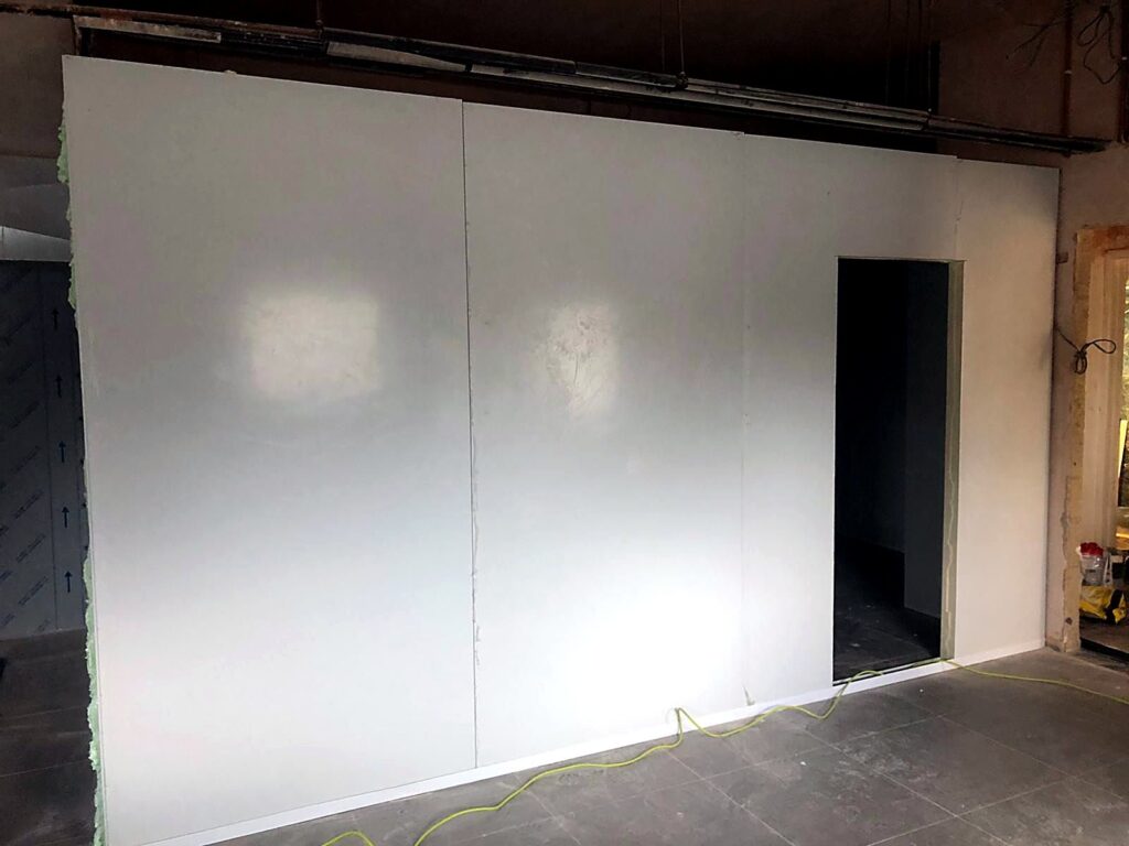 Large cold room walls installed with doorway