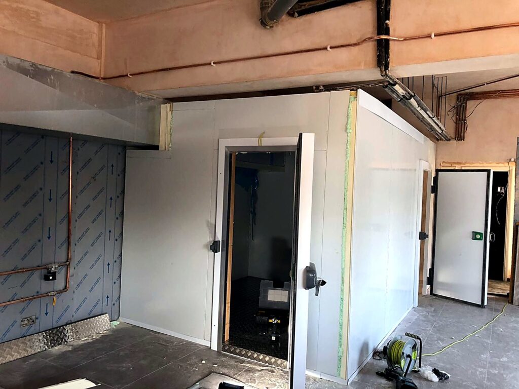 Cold room and freezer room under construction on site
